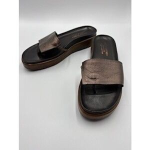 Donald J Pliner Fiji Platform Sandals 9 Bronze Metallic Leather Wedge Boho